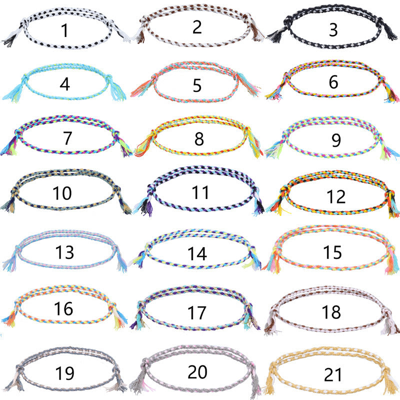 Wholesale Safety Buckle Four Strands Color Hand Woven Polyester Cotton Bracelet